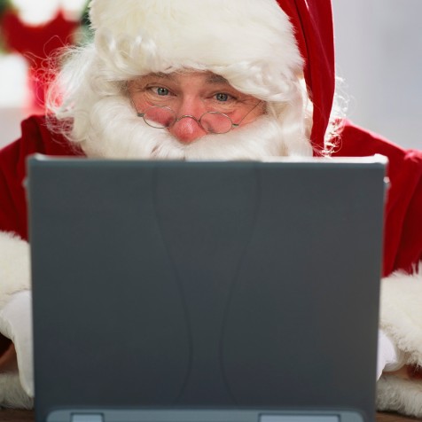 Santa Claus Using Laptop